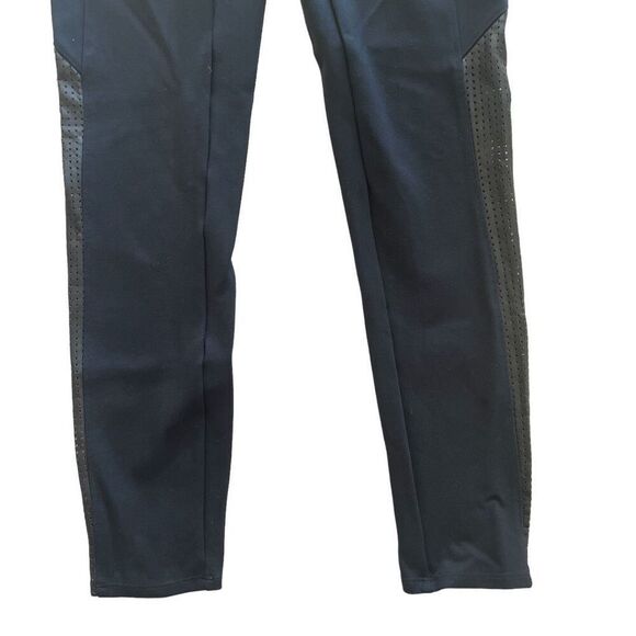 Spanx Black Full Length Leggings Women’s Size Medium Leather Mesh Panels Moto - Picture 3 of 5